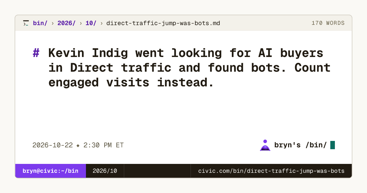 Kevin Indig went looking for AI buyers in Direct traffic and found bots ...