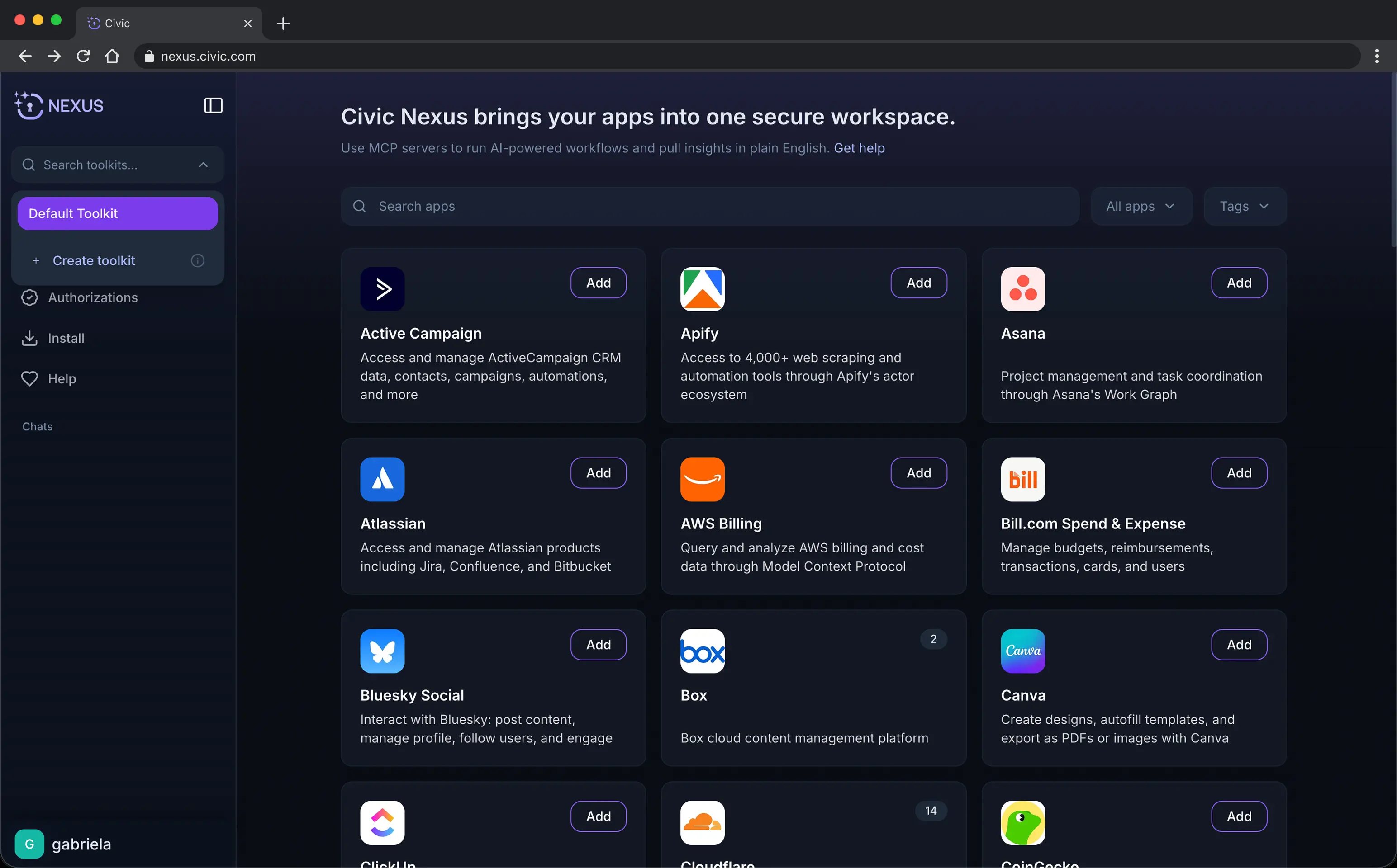 Screenshot of the Create Toolkit option in the toolbar dropdown